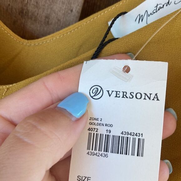 Mustard Seed Yellow Goldenrod V-neck Popover Tie Front Wide Leg Jumpsuit - Picture 10 of 11